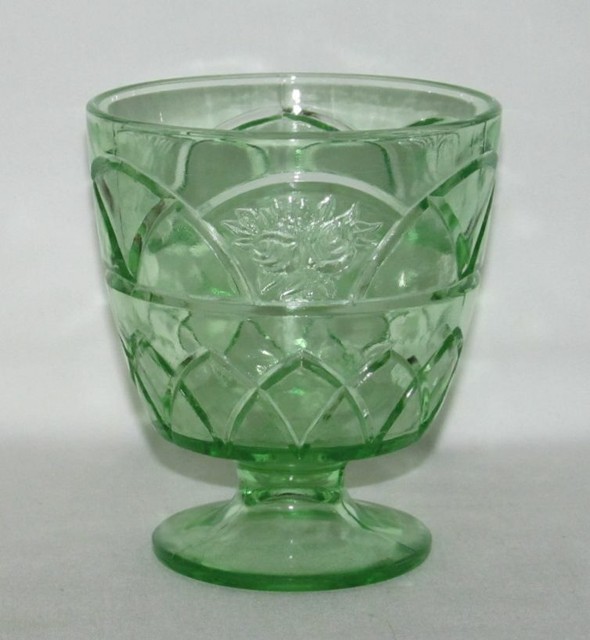 Federal Glass MAYFAIR Transitional Green Footed Sugar Dish eBay