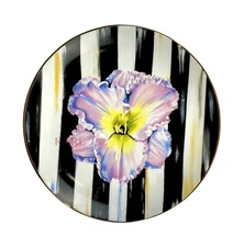 MacKenzie Childs Thistle & Bee Courtly Stripe 8.25" Iris Dessert Plate New
