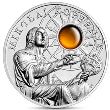 Poland 50 Zl UNC 2023 Silver, Nicolaus Copernicus. Amber. Box & certificate.