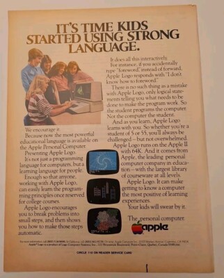 1983 Apple Personal Computer Print Ad Kids Started Using Strong Language