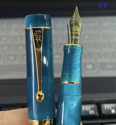 Jinhao 100 Centennial Teal Resin Fountain Pen EF/F/M/ Bent Nib Writing Pen
