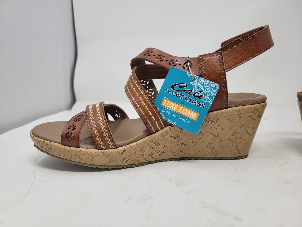 New Women's Luggage Skechers Beverlee-Delicate Glow Sandal #119339