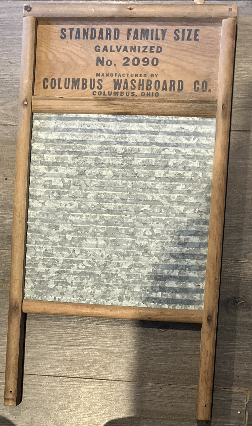 VINTAGE Columbus Washboard Co. Standard Family Size Washboard No. 2090