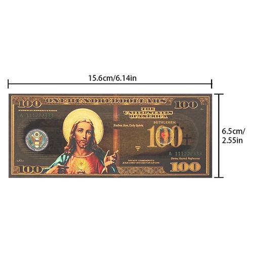 Waterproof Religion Jesus 100 Dollars Bill Plastic Gold Foil Plated Banknote - Picture 2 of 4