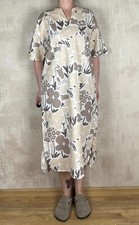 Uniqlo x Marimekko Linen Cotton Beige Floral Midi Dress Size S