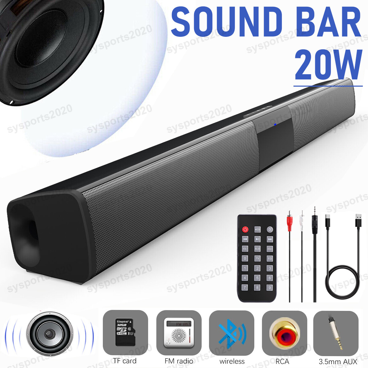 Bar 4 Speaker System Wireless Buletooth Subwoofer Tv Home Th