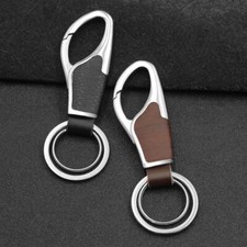 Men Creative Metal Leather Key Chain Ring Keyfob Car Keyring Keychain Holder