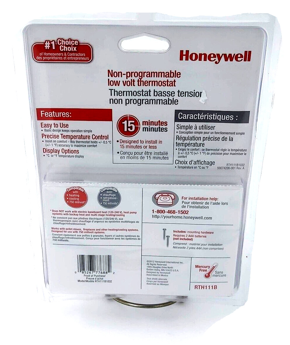 Honeywell Thermostat RTH111B Heat-Cool Non-Programmable | eBay