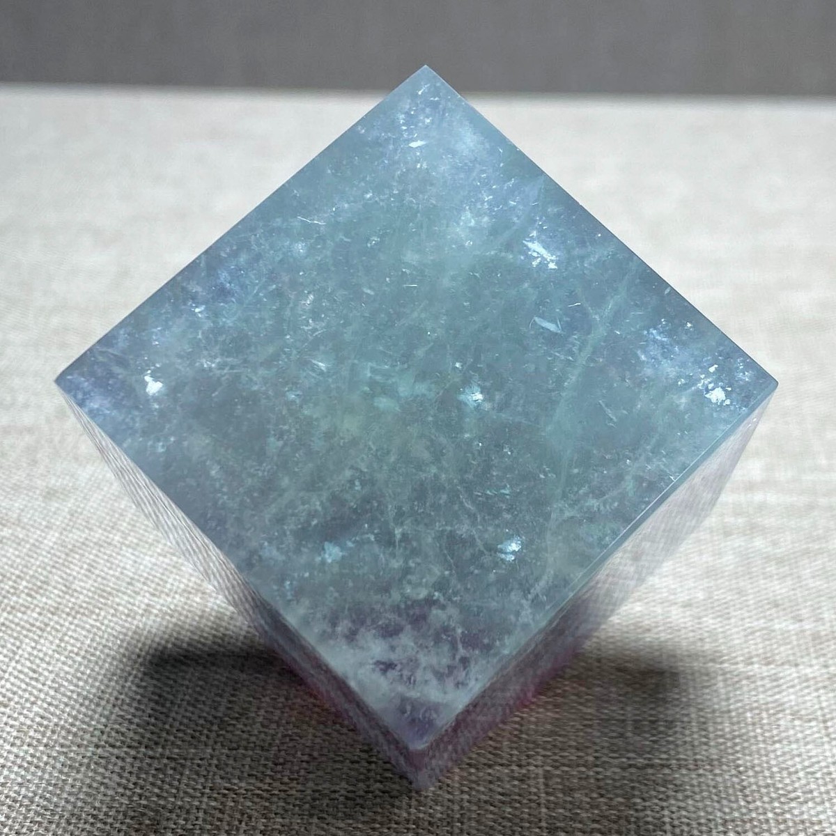 B8360-161g Natural rainbow colored fluorite polished cube crystal