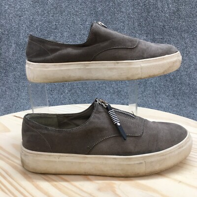 Madden Girl Shoes Womens 6.5 Kudos Casual Sneakers Gray Fabric Front Zipper