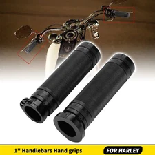 Black 1" Handlebars Hand Grips For Harley Dyna Road King Glide Softail Sportster