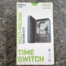 Tork 1109A Multi-Voltage Time Switch 120/208-277V Indoor Metal Case 24-Hour LED.