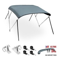 3 Bow Bimini Top Cover Boat Canopy 600D Canvas Sun Shade Stainless Steel Deck