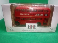 Early EFE 1:76 Double Decker Red Bus.  London Transport. "Brylcreem"
