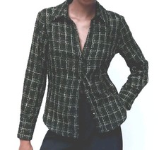 Zara fitted, Tweed Stylish Button up Blazer, Black Wmn's Size M