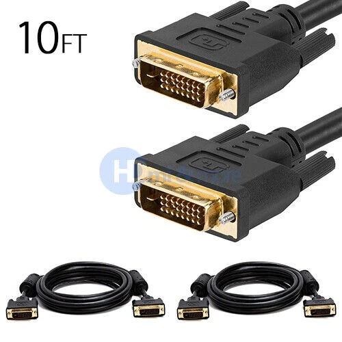 DVI-D to DVI-D 10 FT Digital Male to Male 10 feet Cable Gold Plated - PACK of 2