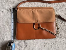 Beautiful Vintage Leather Suede Purse With Gold Chain Detail