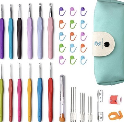 RealPlus Häkelnadeln Set 12-teilig Soft Grip Gummigriffe