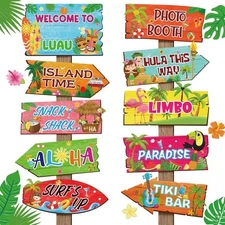 20 Pieces Luau Party Decorations Hawaiian Party Welcome Sign Summer Tropical Par