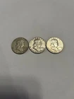 Franklin Half Dollars 90% Silver US Coins Circulated Lot of 3 1961/1962