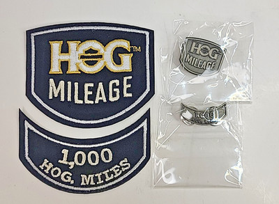 Harley Davidson Motorcycle Owners Group HOG 1,000 Miles 4pc Lot Patches & Pins