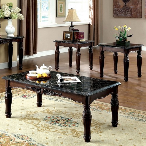 Haia Traditional Espresso Wood 3-Piece Coffee Table and End Espresso Traditional