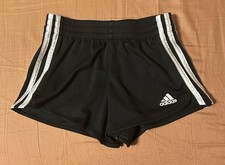 Adidas Girls Small 7/8 3-Stripe Shorts Black  White - Used - Running Athletic