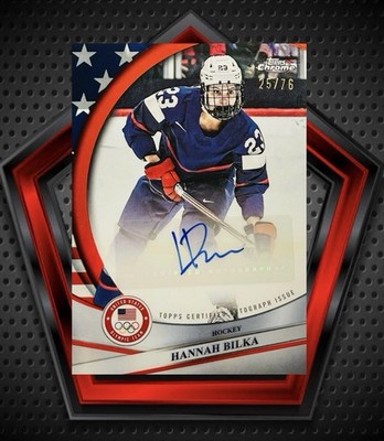 Hannah Bilka *25/76* Auto 2026 Topps Chrome Winter Olympics USA Flag Refractor