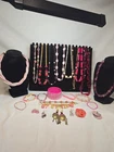 Vtg Now Pink Mixed Bulk Costume Jewelry Lot Necklace Bracelet Earrings #1032