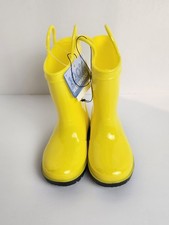 Falls Creek Kids Shiny Yellow Waterproof Rain Boots with Handles   Size 6