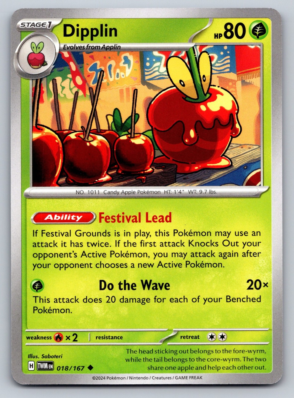Dipplin 018/167 Twilight Masquerade Pokemon Card - NM