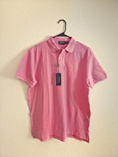 Ralph Lauren Men Custom Slim Short Sleeve Cotton Mesh Polo, Pink, Sz L