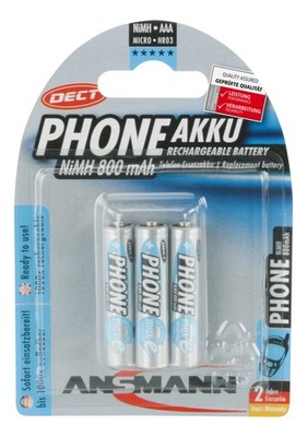 3 ANSMANN maxE NiMH Akku, Micro AAA, 800 mAh, 3er Blister