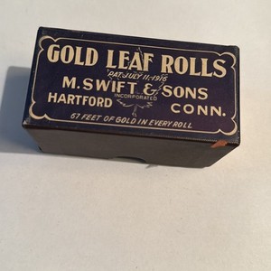 M Swift & Sons Golf Leaf Rolls Empty Box. Great Condition and Color Antique Box