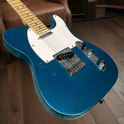 Tele Electric Guitar Mahogany Body Maple Fretboard Metallic Blue Color 22 Frets
