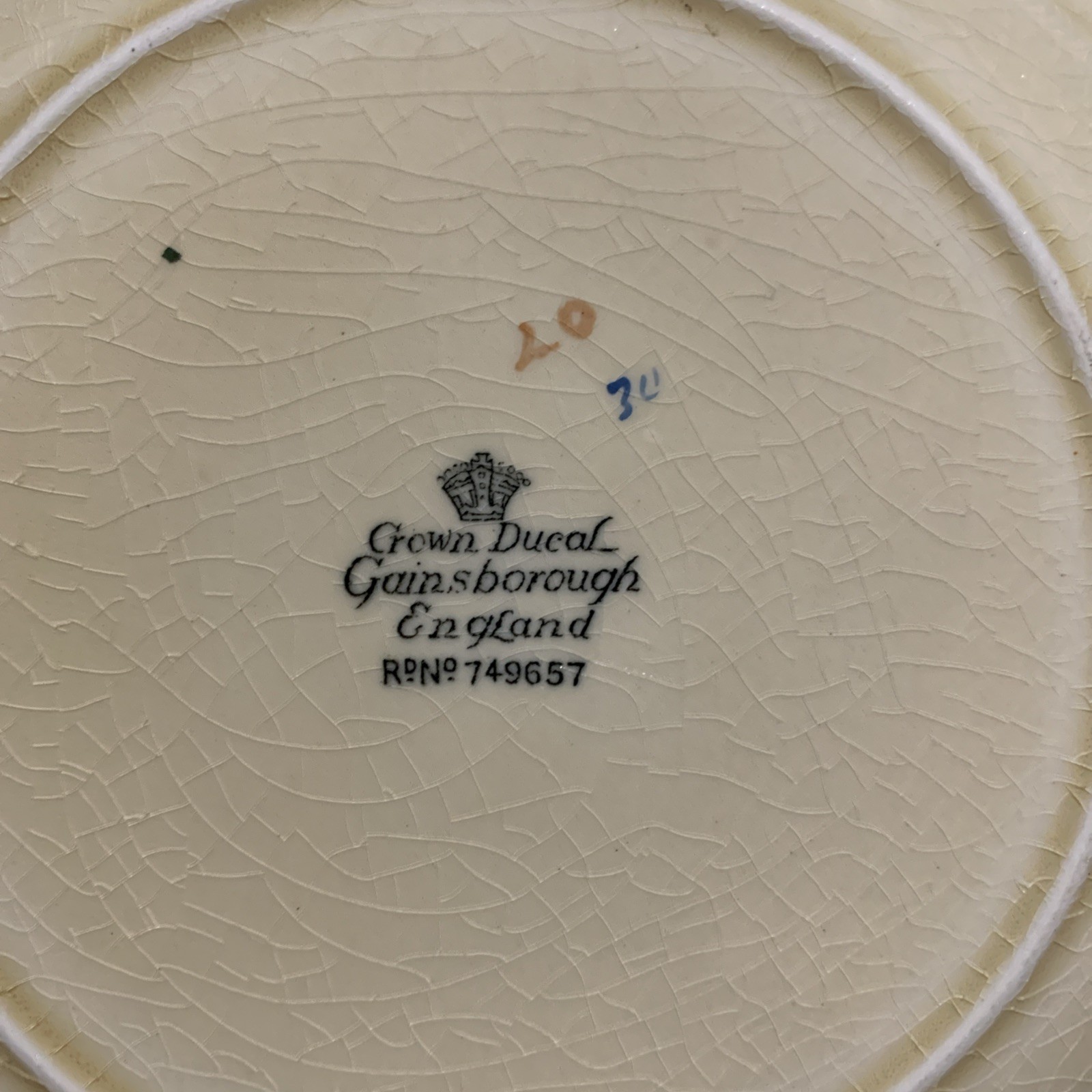 Antique Crown Ducal-Gainsborough luncheon/Salad Plate-Cream & Floral 7 1/2&rdquo;