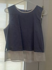 Theory Blue & White Dayne C Colorblock Tank Blouse
