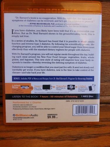 Dr. Neal Barnard's Program for Reversing Diabetes Audiobook Preowned - Picture 2 of 2