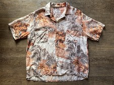 Vintage 1950s Penney  s Rayon Hawaiian Mountain and PalmMade In Japan ButtonShirt