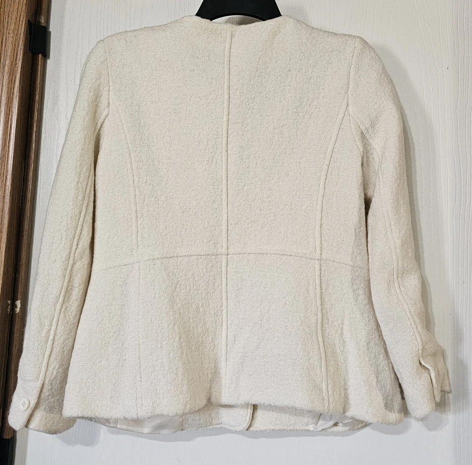 Chaqueta Suéter Cárdigan Blazer Talbots Crema Mezcla Lana Mujer’s Talla 6 Petite Foto 2 de 4