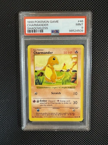 Pokémon TCG Charmander Base Set, Shadowless Card 46/102 PSA 9