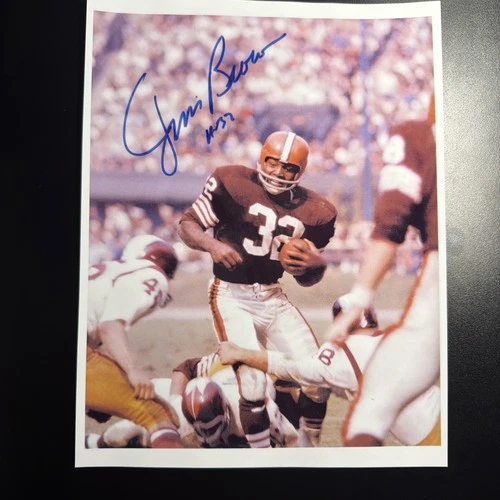 JIM BROWN SIGNED AUTOGRAPHED CLEVELAND BROWNS 8 x 10 Photo
