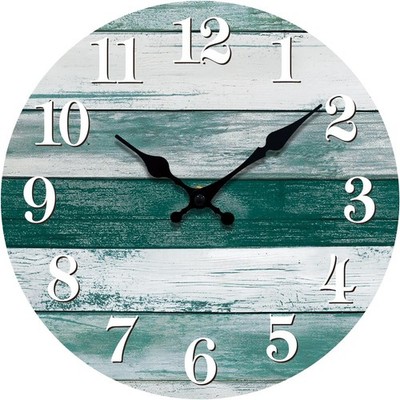 Wall Clock Silent Non-Ticking Wooden Clocks Battery Operated 8 Inch Small Countr