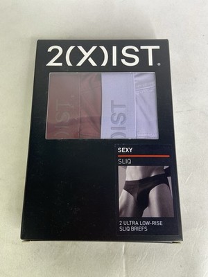 2xist Sliq Ultra Low Rise Brief 2 Pack Underwear Burgundy Lavender Mens Size XL