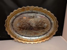 Iridescent Marigold Carnival Glass Platter In Great Condition - Charity Listing