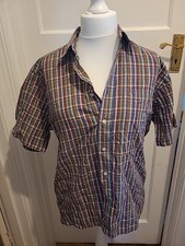 Mens Marks And Spencer Size 15.5" Collar Multi Check Short Sleeved Shirt