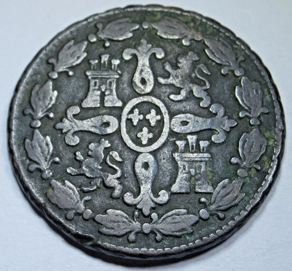 1776 Spanish Copper 4 Maravedis Genuine 1700's US Colonial Pirate Treasure Coin - Image 2 of 2
