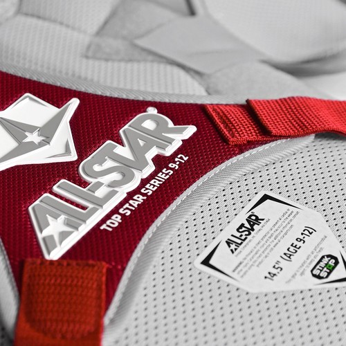 All-Star Top Star Intermediate 12-16 NOCSAE Baseball Chest Protector - Scarlet - Picture 3 of 4