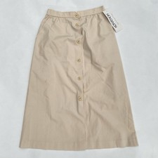 VTG Koret Elastic Waist Midi Button Up A-Line Skirt NEW NWT Cream Pockets USA