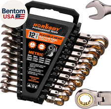 12-Piece Metric Flex-Head Ratcheting Wrench Set with Organizer  8-19 Mm Ratchet